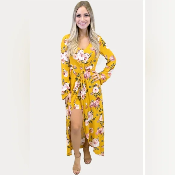 Pants & Jumpsuits | Floral Maxi Dressromper | Poshmark